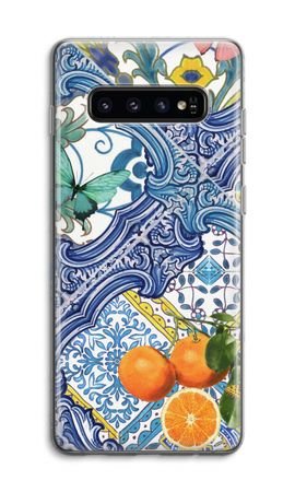 Blue tiles and oranges