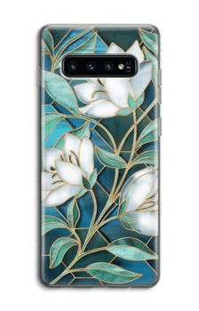 Blue stained glass flowers