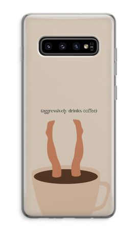 Aggressively drinks coffee