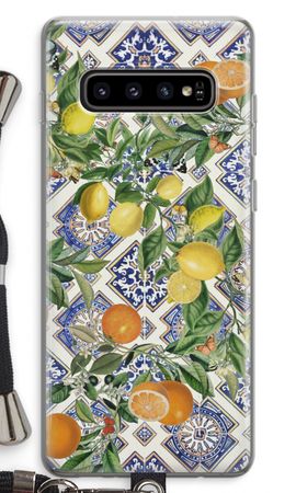 Blue tiles, lemons and oranges