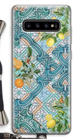 Blue tiles, lemons and oranges