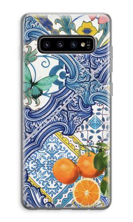 Blue tiles and oranges