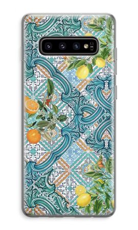 Blue tiles, lemons and oranges