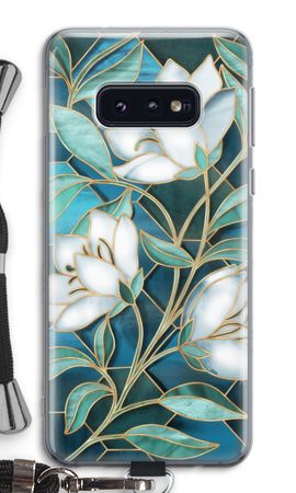 Blue stained glass flowers