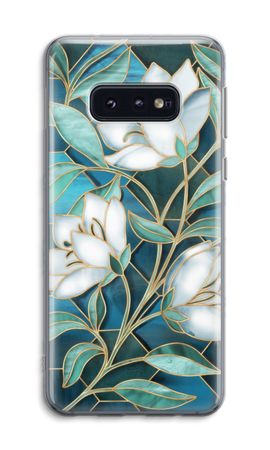 Blue stained glass flowers