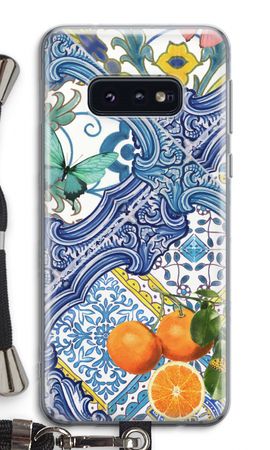 Blue tiles and oranges