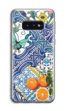 Blue tiles and oranges