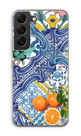 Blue tiles and oranges