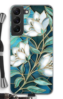 Blue stained glass flowers