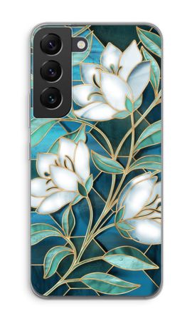 Blaue Glasmalerei Blumen