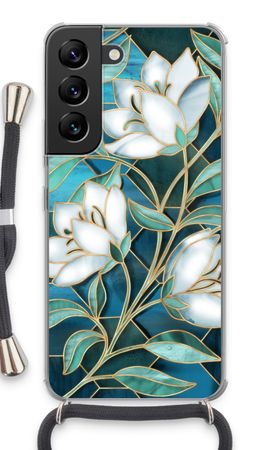 Blue stained glass flowers