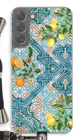 Blue tiles, lemons and oranges