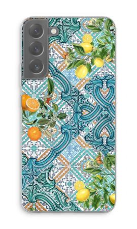Blue tiles, lemons and oranges