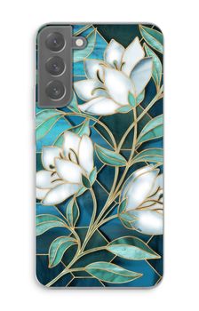 Blue stained glass flowers