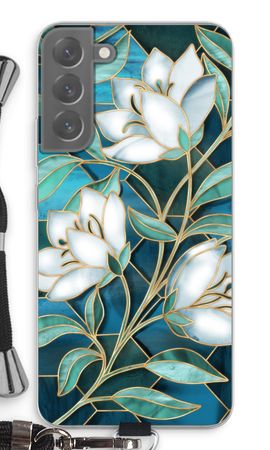 Blue stained glass flowers