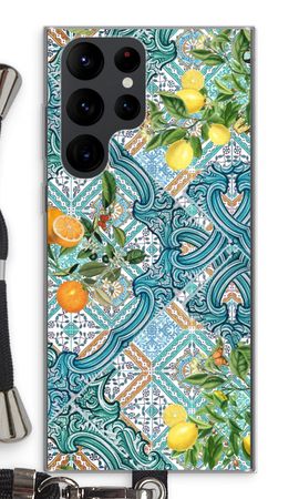 Blaue Fliesen, Zitronen und Orangen