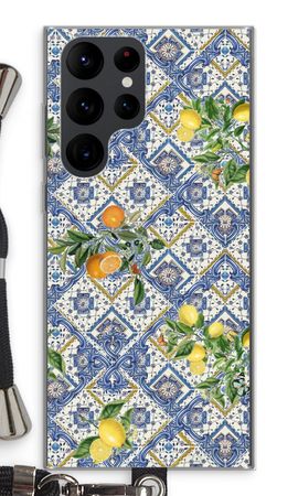 Blaue Fliesen, Zitronen und Orangen - klein