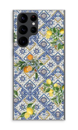 Blue tiles, lemons and oranges - small