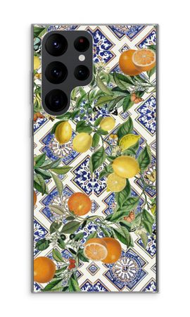 Blue tiles, lemons and oranges