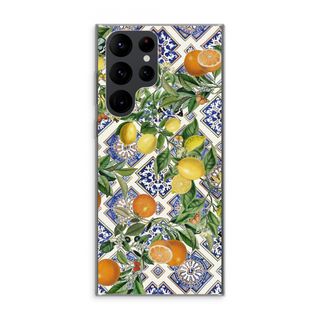 Blue tiles, lemons and oranges