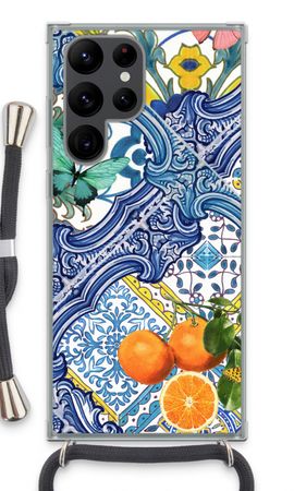 Blue tiles and oranges