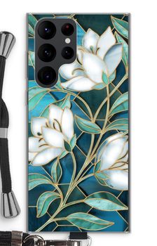 Blue stained glass flowers