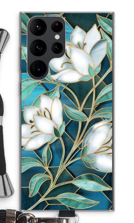 Blue stained glass flowers