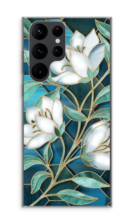 Blue stained glass flowers