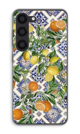 Blue tiles, lemons and oranges