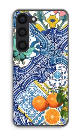 Blue tiles and oranges