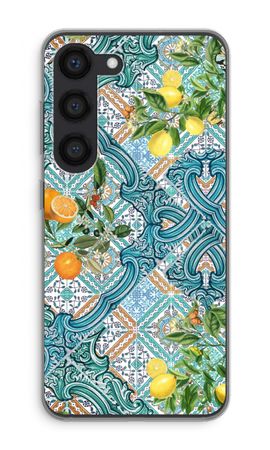 Blue tiles, lemons and oranges