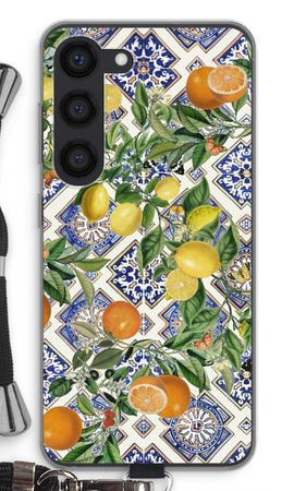 Blue tiles, lemons and oranges