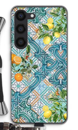 Blue tiles, lemons and oranges