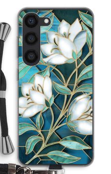 Blaue Glasmalerei Blumen