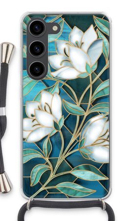 Blue stained glass flowers