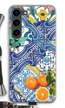 Blue tiles and oranges