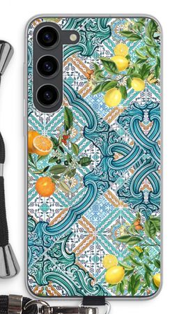 Blue tiles, lemons and oranges