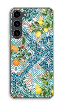 Blue tiles, lemons and oranges