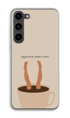 Aggressively drinks coffee