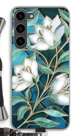 Blue stained glass flowers