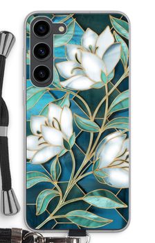 Blue stained glass flowers