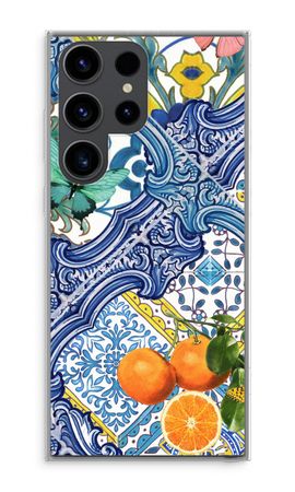 Blue tiles and oranges