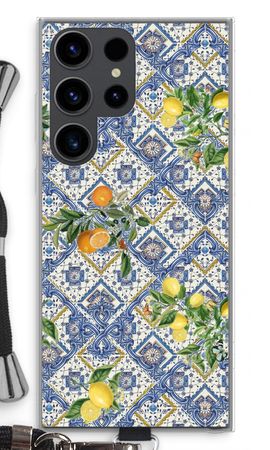 Blue tiles, lemons and oranges - small