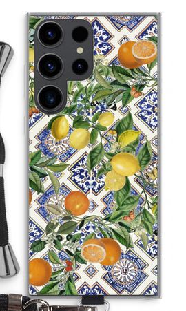 Blue tiles, lemons and oranges