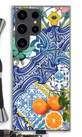 Blue tiles and oranges