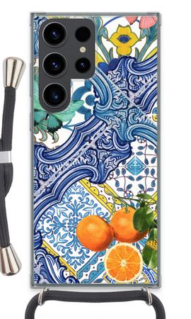 Blue tiles and oranges