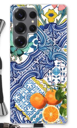 Blue tiles and oranges