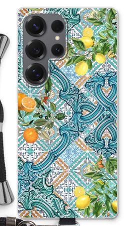 Blue tiles, lemons and oranges