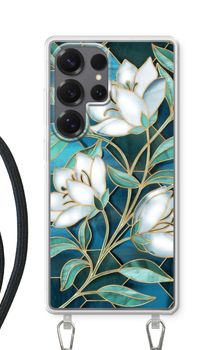 Flores azules de vidriera