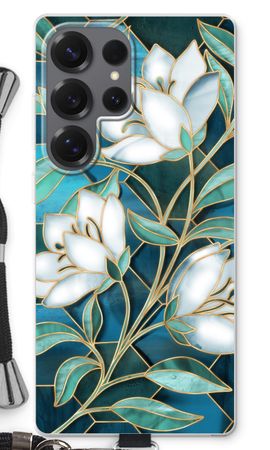 Blue stained glass flowers